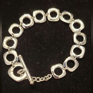 NWOT 6-7" Adjustable Silver Link Bracelet, Contemporary Classic Style W/toggle.